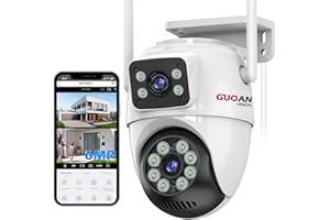 GUOANVISION Security Camera Outdoor, 6MP Dual Lens CCTV Camera,IP66 Waterproof PTZ Home Security Outdoor Cameras, 2.4G WiFi Wired,Auto Tracking,Motion Detection,Color Night Vision, 2 Ways Talk,
