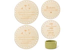‎WUISOLQP WUISOLQP 4 Stück Holzboden für Häkelkorb, 15/20cm Korbboden zum Häkeln Gehäkelter Korbboden Boden Tasche Häkeln DIY Korbflechten Liefert Häkelboden Holz für Heimdekoration, Basteln (B)