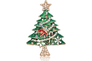 Minicoco Rhinestone Christmas Tree Brooch - Xmas Present Pin for Scarf & Party Decoration