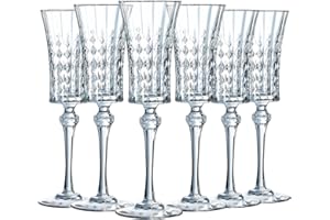 Cristal d'Arques Paris - Collection Lady Diamond - 6 Flûtes 15 cl - Brillance, Transparence et Haute Résistance - Fabriqués en France - Emballage renforcé, adapté à la vente en ligne
