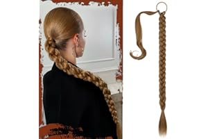 Sofeiyan Extensión de Coleta Trenzada con Coletero 76cm Extensiones de Pelo Largo Liso Trenza Coleta Postizos de pelo Sintéticos Naturales para Mujer