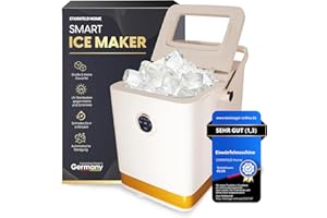 STARKFELD HOME® ICE MAKER - Luxury Ice Cube Machine | 15 kg Ice in 24 Hours | Self-Cleaning & Germ-free | 1.5 L Water Tank | Ice in 6 Minutes | 2 Sizes Ice | Quiet | Cocktail Machine (Beige)