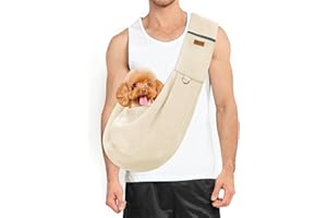 Classycoo Hundetrager für kleine Hund - Atmungsaktive Mesh Tasche für Haustier, Reise Katzen Tragetasche - Hundetragetasche mit Tasche, Integrierte Sicherheitsleine - für 8kg Haustier (Beige)