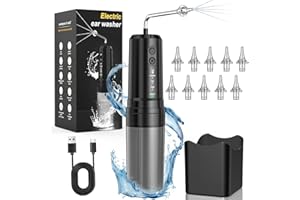 KIMTAR Ohrenschmalz Entferner, Ohrenreiniger Elektrischer Ohrendusche Mit 4 Druckmodi IPX7 Wasserdicht Wiederaufladbar, 10 Düsen Ohr Reinigung für Erwachsene Kinder zu Hause Schwarz