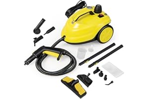 TANGZON 1500W/2000W Steam Cleaner, 1.5L/1.8L Tank Cleaning Household Steam Mop, Multi-Purpose Steam Clean Machine with 13/15/17/20 Accessories for Carpet, Floors and Windows (Yellow, 2000W, 1.8L)