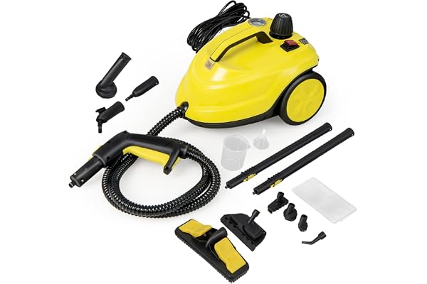 GOPLUS Nettoyeur Vapeur, 13 Accessoires, Pression 5 Bar Puissance 2000W avec Réservoir d'Eau 1,8L, Balai Vapeur pour Tapis, Fenêtre, Verre et Rideau