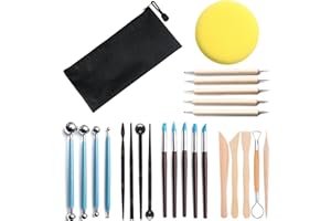 SRTSTR 25 Pezzi Attrezzi Ceramica Set di Strumenti per Modellare Argilla Kit Strumenti di Ceramica Pennello Silicone Polimerica Clay Tools Con Sacchetto Modellazione Attrezzi per Scultura in Argilla