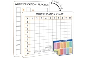 Scribbledo Dry Erase Multiplication White Board 9 x 12 Inch Small Lapboard l Durable Portable Double Sided Times Table Math Practice Whiteboard for Kids Students, Classroom and Home