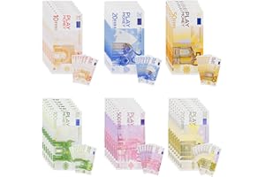 ZIGefofo 180 Fogli Soldi Finti Euro Reali Banconote Finte Euro per Bambini Monete Banconote False Realistiche Props Money Giocare Copy Money /10/20/50/100/200/500€ per Apprendimento Film Giochi Feste