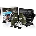 ToopMount Binoculars 10×50 Telescope Binoculars IPX7 Waterproof Floating Green Coating Built-in Rangefinder Compass with Nylon Storage Pouch Travel Camping Sailing Boating Sports Hunting Fishing Gift