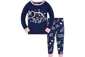 COLOBE Girls Christmas Pyjamas Set Toddler Clothes Sleepwear Animal Printed Nightwear Winter Long Sleeve PJs 2 Piece Outfit Xmas Gift for Kids