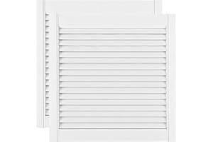 ‎DECOMEISTER DecoMeister Lamellentüren weiß lackiert aus Holz Massivholz Holztür Schranktür mit offenen Lamellen für Kleiderschrank Möbelfronten 594x606 mm 2-er Pack