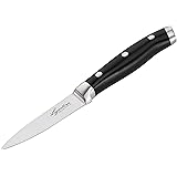 Lagostina Coltello Spelucchino Forgiato, Inossidabile, Manicatura Ergonomica, Nero e Acciaio, Lunghezza Lama 9 cm