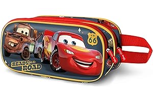 Disney Cars 3 Ready-Estuche Portatodo 3D Doble, Rojo, 22 x 10 cm