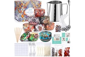 BEYAOBN Candle Making Kit, Candle Beginners DIY Starter Set to Create Candle/Scented Candle,Complete Candle DIY Set with Wax Melting Jug/Pot, Beeswax, Wicks, Wick Stickers,Candle Tins and More