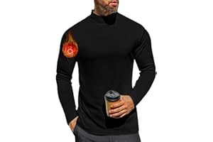 Ekouaer Herren Langarmshirt Rundhals T-Shirt Winter Thermo Unterhemd Funktionsunterwäsche Oberteil Warm Tops mit Innenfleece S-3XL