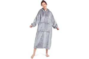 KEECOW Oversized Blanket Hoodie,Long Fleece Wearable Hoodie Sweatshirt Throw with Big Pocket Warm Cozy for Women Girls Adults Men Boys