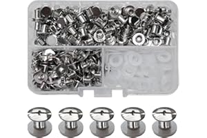 SHSMPXOY 90 Kits Vis Chicago Screws,M5*5mm Vis de Livre,Rivet a Visser de remplacement en métal pour sacs, livres, colliers, sacs à dos, laisses de chien, laisses(Argent)