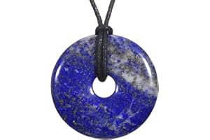 Morella Damen Halskette 80 cm mit Donut Edelstein Anhänger im Samtbeutel