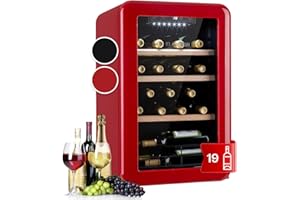 KLARSTEIN Vinoteca 19 Botellas, Nevera Vinos, Una Zona de Refrigeración, Nevera Expositora Vino y Cerveza, Vinoteca Interior y Exterior con Puerta de Cristal, Nevera Vino con Protección UV, 4-22°C