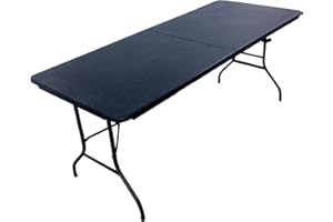 ARKIFACE EG Heavy Duty 6 Foot Folding Plastic Trestle Table, Black, 181 x 76 x 74 cm
