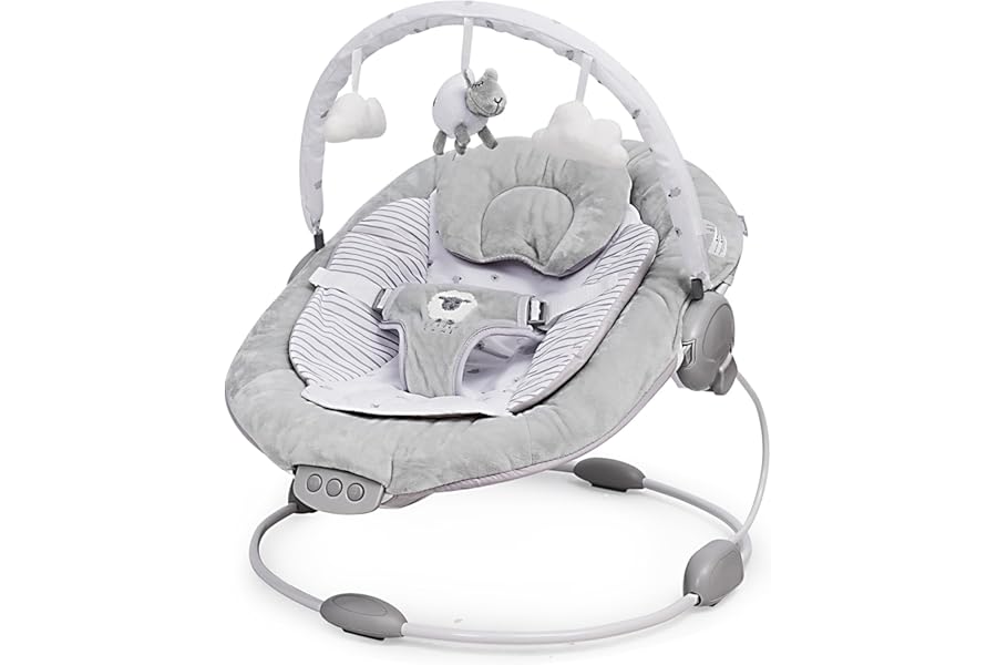 LADIDA Soft Padded Lamb Bouncer, Suitable for Newborns 0-6 Months, Soothing Music and Vibration