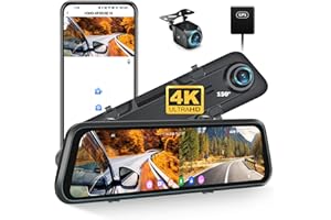 SIXTOP Dashcam con Pantalla táctil de 12 Pulgadas con GPS, cámara Frontal 4K y cámara Trasera 1080P, Control de Aparcamiento, Bucle de vídeo, Sistema Inteligente de Asistencia al Conductor ADAS, 7-32V
