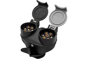 EVERGD 12V Waterproof Caravan Converter Trailer Plug Socket 13 to 7 Pin N & S Euro Socket Car Trailer Truck Towbar Towing Socket Plug Adapter Converter