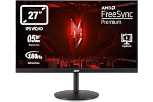 ‎ACER Acer Nitro XV271UM3 Gaming Monitor 27 Zoll (69 cm Bildschirm) WQHD, 180Hz DP, 144Hz HDMI, 0,5ms (GTG min.), 2xHDMI 2.0, DP 1.2, höhenverstellbar, drehbar, DP/HDMI FreeSync Premium