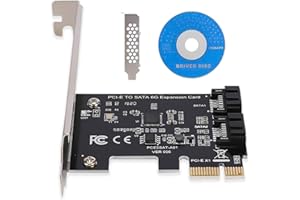 KAKAKE Scheda Controller PCI Express SATA 3.0, Scheda di Estensione da PCI E a SATA 3.0, Schede Adattatore di Espansione SATA III 6 Gbps a 2 Porte con Staffa, Supporto Plug And Play per Windows (R) XP, Mac,
