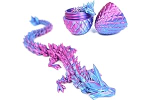 DUOCIYUAN 3D Printed Dragon in Egg, Full Articulated Crystal Dragon with Egg 3D Printed Fidget Toy Gifts for Kids and Adults for Christmas, Easter, Birthdays, Fun Desk Décor (Purple)
