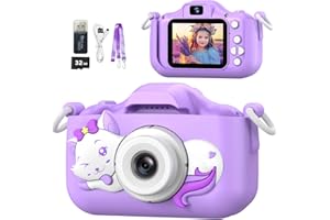 Mgaolo Camara Fotos Infantil,Juguetes Cámara para Niños de 3 a 12 años, Cámara Video Digital Portátil con Cubierta de Silicona, Regalos Cumpleaños Navidad para Niños Pequeños (Gato Morado)