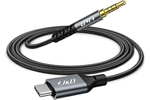 J&D Adaptador de Audio USB C a 3,5 mm, Cable USB C a TRRS para Auriculares Estéreo de Coche Compatible con iPhone 15/16 y Galaxy S24/S23, 2 m