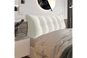 BNCKTRD Poduszka pod plecy, poduszka klinowa, na oparcie łóżka, na sofę, zagłówek, wyściełana, poduszka ścienna, poduszka na kanapę, poduszka dekoracyjna, sztruksowy, lazurowy, kolor biały 160 cm