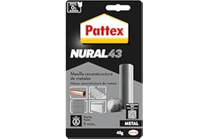 Pattex Nural 43 Masilla reconstructora de metales, masilla adhesiva para restaurar piezas metálicas, masilla gris para grietas, agujeros, fisuras y uniones, 1 x 48 g