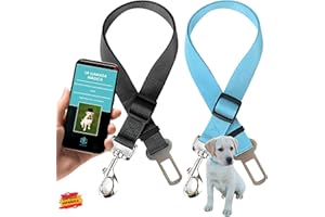 BASAMA Cinturon Perro Coche (2 Piezas) + E-Book Llamada Magica en 9 días - Correa Perro Coche con Anclaje Universal y Tamaño Ajustable (Negro y Azul)
