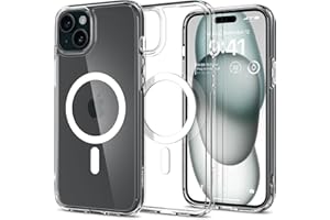 Spigen Ultra Hybrydowe etui MagFit do iPhone'a 15, [odporne na wstrząsy klasy wojskowej] [odporne na żółknięcie] smukłe przezroczyste magnetyczne etui na telefon, kompatybilne z MagSafe - białe