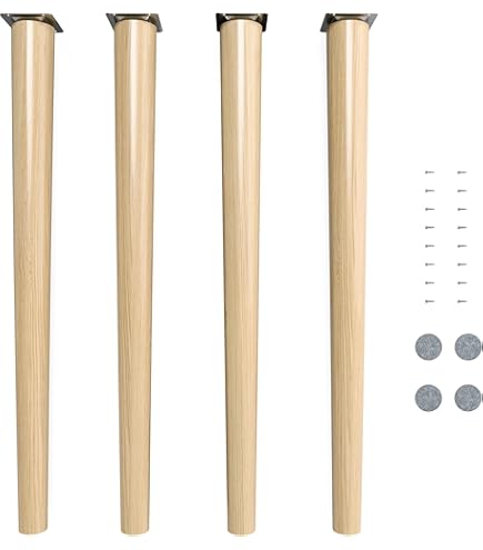 4 Stuks Massief Hout Tafelpoten, Ronde Vorm, Verticaal, Vervangende Meubelpoten, Bankpoten Voor Bank, Kast En Bed (65 Cm