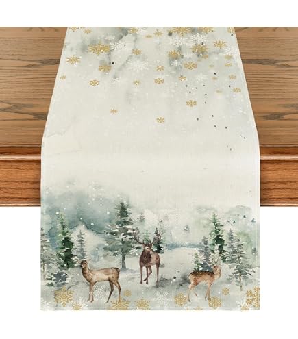 Runner Da Tavolo In Lino Con Stampa Fiori - Decorazione Cucina E Sala Da Pranzo, Lavabile E Idrorepellente - Foto 2