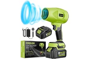 Saker Cordless Leaf Blower Portable Dust Cleaner Handheld Blowers 180000 RPM with Adjustable Speed for Drying Patio Cleaning Camping 2 Batteries Green