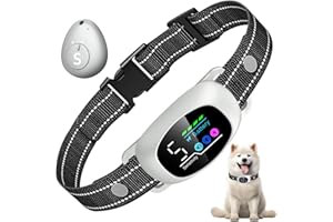 SUNXBUK Collare Antiabbaio per Cani,Telecomando Funzione Antiabbaio,5 Livelli Sensibilità,Suono + Vibrazione,Adatto a Cani,Grande, Piccola e Media