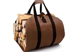 BeKasa torba do przechowywania drewna opałowego, woskowane płótno na drewno opałowe, torba do przechowywania kłód kominka, stojak do przechowywania, drewniany stojak na drewno opałowe, do użytku wewnątrz i na zewnątrz, do transportu drewna