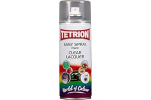 Tetrion Clear Lacquer Spray 400ml - All Purpose Protective Topcoat for Interior & Exterior Uses, Temperature Resistant