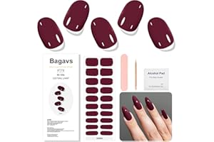 Bagavs Unghie Gel Adesive UV 20 PCS Smalto Adesivo per Unghie Strisce Gel UV (Burgundy)