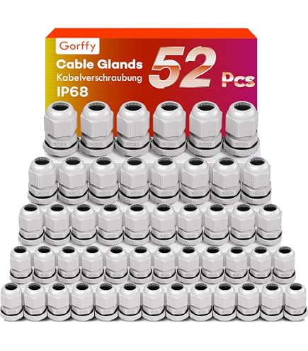 10 Pack M20 20mm IP68 Black Nylon Cable Gland With Locknut & Washer