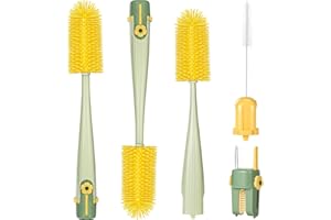 ‎ORZBOW Orzbow Flaschenbürste Baby, 5-in-1 Flaschenreiniger Bürste mit Strohhalm-, Sauger- und U-förmiger Mundstückbürste Plus Hakenentferner, Langlebig & Platzsparend, 2er-Pack, Grün