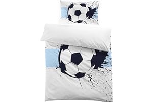 MUSOLEI Calcio Copripiumino singolo bambino Set di Biancheria da letto per Bambini Set copripiumino singolo ragazzo 2 Pezzi in 100% Microfibra Copripiumino 150 x 200 cm e 1 Federa 50 x 80 cm