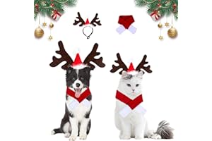 JLTXKST 2 Pièces Bandeau de Noël pour Animal de Compagnie,Bandeau de Noël pour Chien,Réglable Bandeau de Noël pour Animaux de Compagnie,Serre Tete Bois de Renne Chat et Chiens, Les décorations de fête.