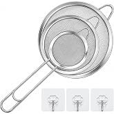 3 Pieces Stainless Steel Kitchen Strainers, Fine Mesh Strainer with Handle, Flour Sieve for Food, Vegetable, Flour and Pasta