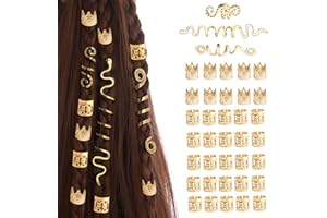 ASFACUPUTURE 38 Pièces Bijoux Spirales Pour Cheveux,Perles De Cheveux Vikings Spiral Coils,Perles en Spirale Métal Dreadlocks,Réglable Dreadlocks Accessoires Cheveux Pour Hommes Femmes(Or)